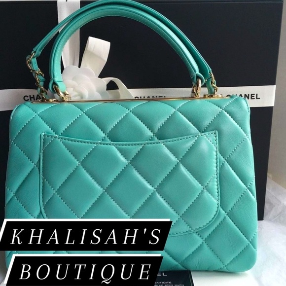 BNIB Very Rare Authentic Chanel Trendy CC 21S Tiffany Blue Gold Hardware FULLSET - Picture 10 of 14